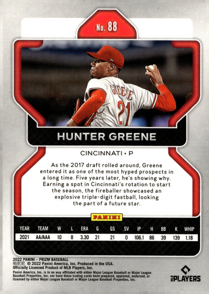 Hunter Greene 2022 Panini Prizm RC 88 - Collector Store LLC
