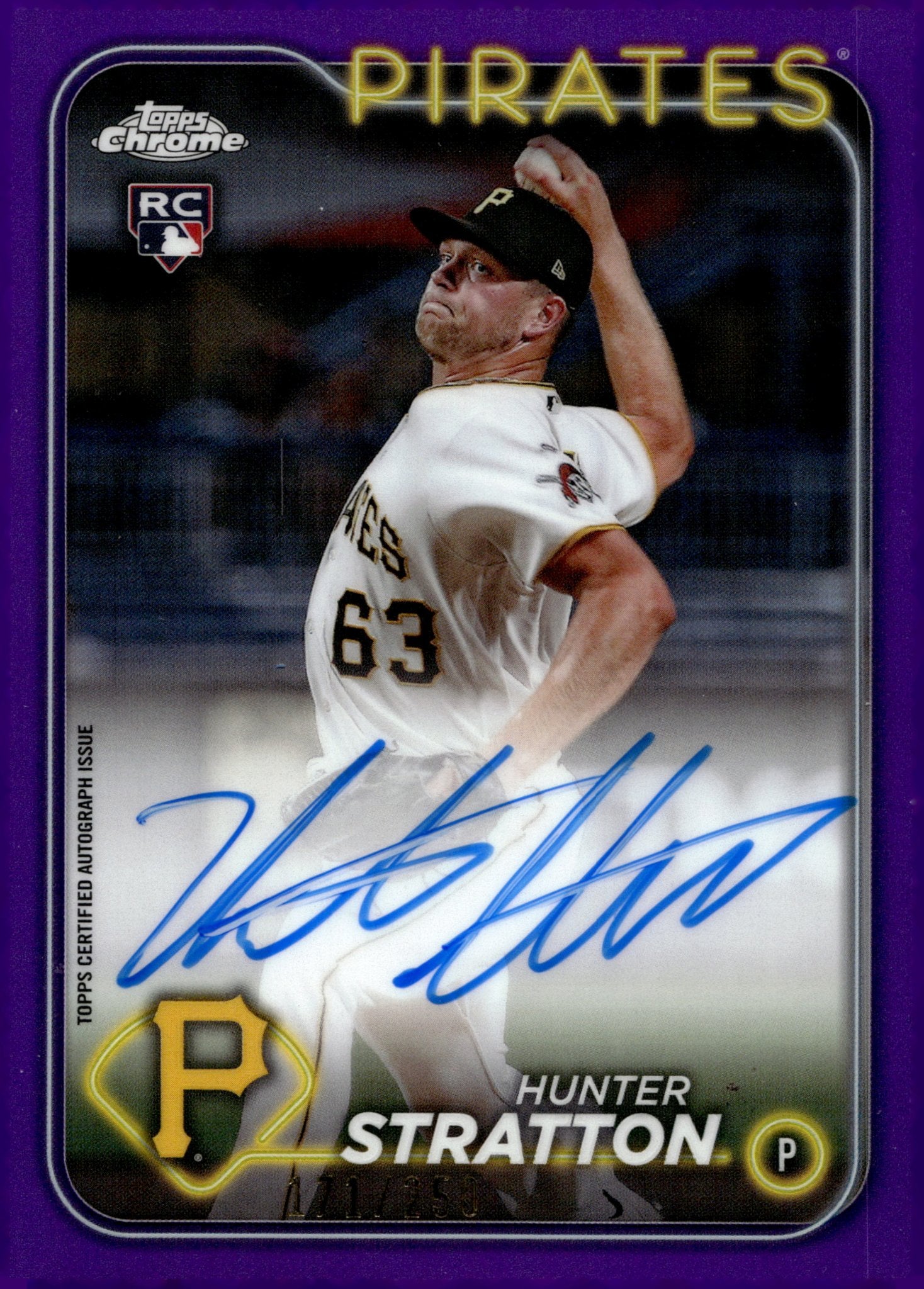 Hunter Stratton 2024 Topps Chrome Purple Refractor RC Auto 171/250 #RA - HS - Collector Store LLC