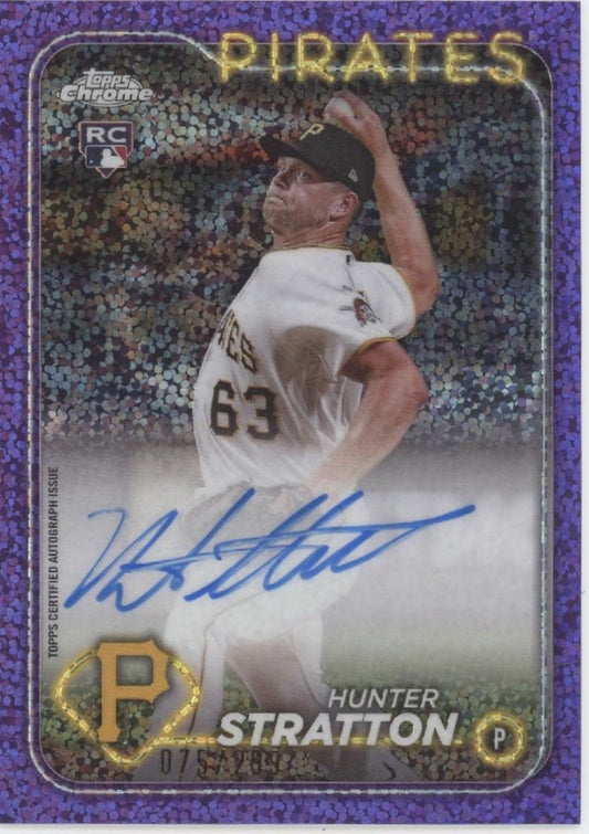 Hunter Stratton 2024 Topps Chrome Purple Speckle Refractor RC Auto 075/299 - Collector Store LLC