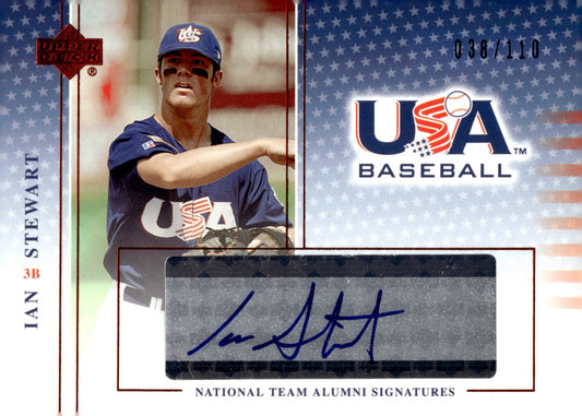 Ian Stewart 2005 Upper Deck USA Baseball National Team Alumni Auto 038/110 #IS - Collector Store LLC