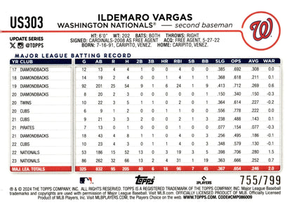 Ildemaro Vargas 2024 Topps Update Series Purple Foilboard 755/799 US303 - Collector Store LLC