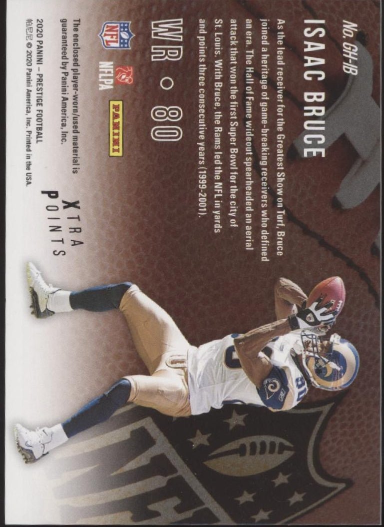 Isaac Bruce 2020 Panini Prestige Gridiron Heritage Xtra Points Swatch #GH - IB - Collector Store LLC