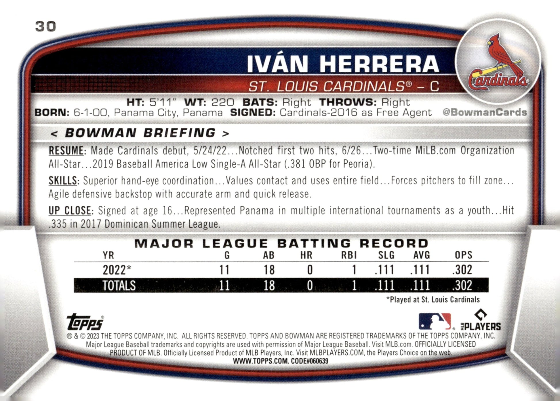 Ivan Herrera 2023 Bowman RC 30 - Collector Store LLC