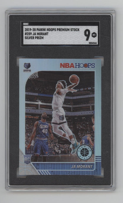 Ja Morant 2019 - 20 Panini Hoops Premium Stock Silver Prizm RC 259 SGC 9 - Collector Store LLC