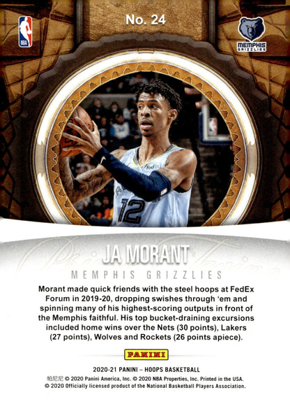 Ja Morant 2020 - 21 Panini Hoops Prime Twine #24 - Collector Store LLC