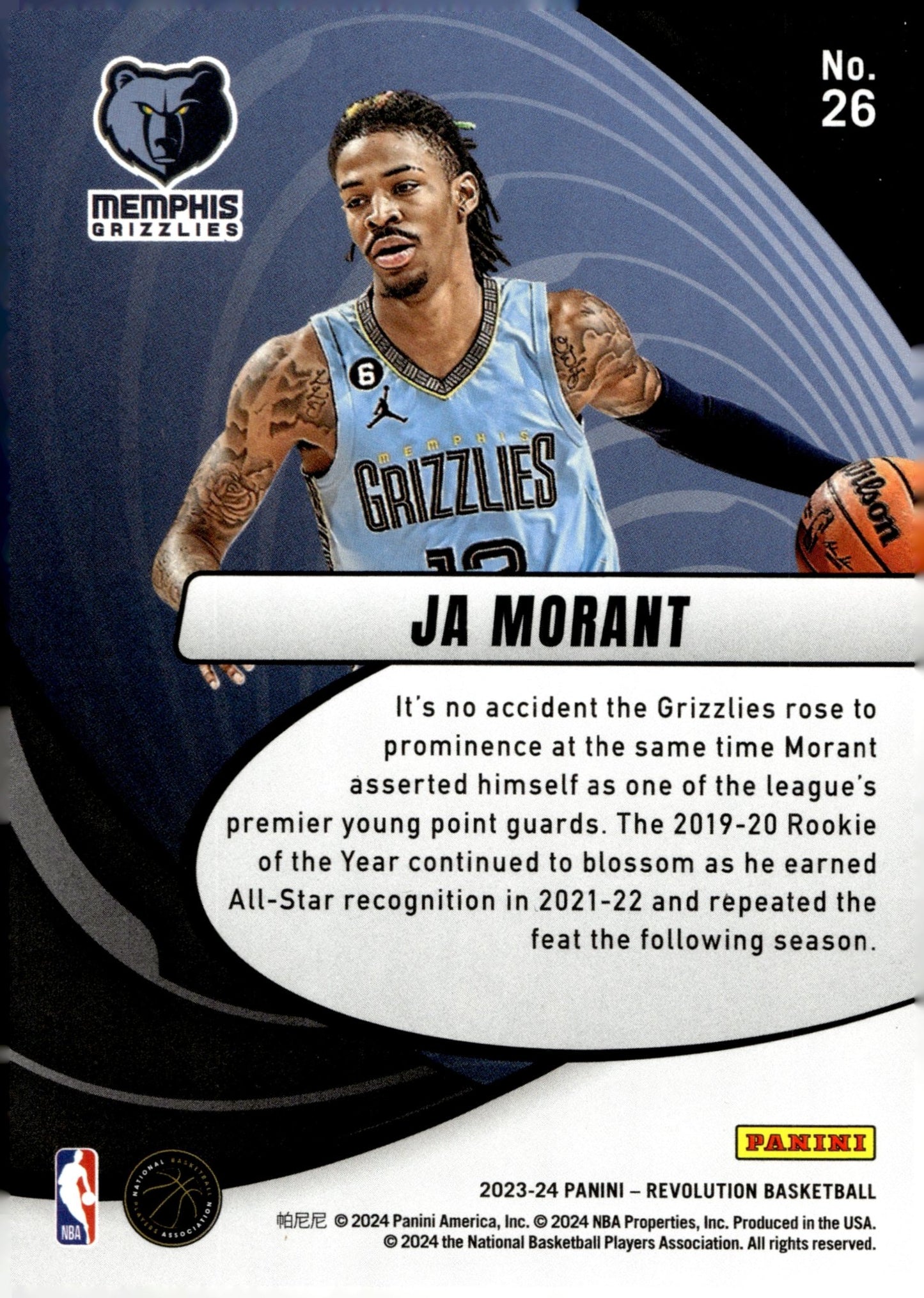 Ja Morant 2023 - 24 Panini Revolution Vortex #26 - Collector Store LLC