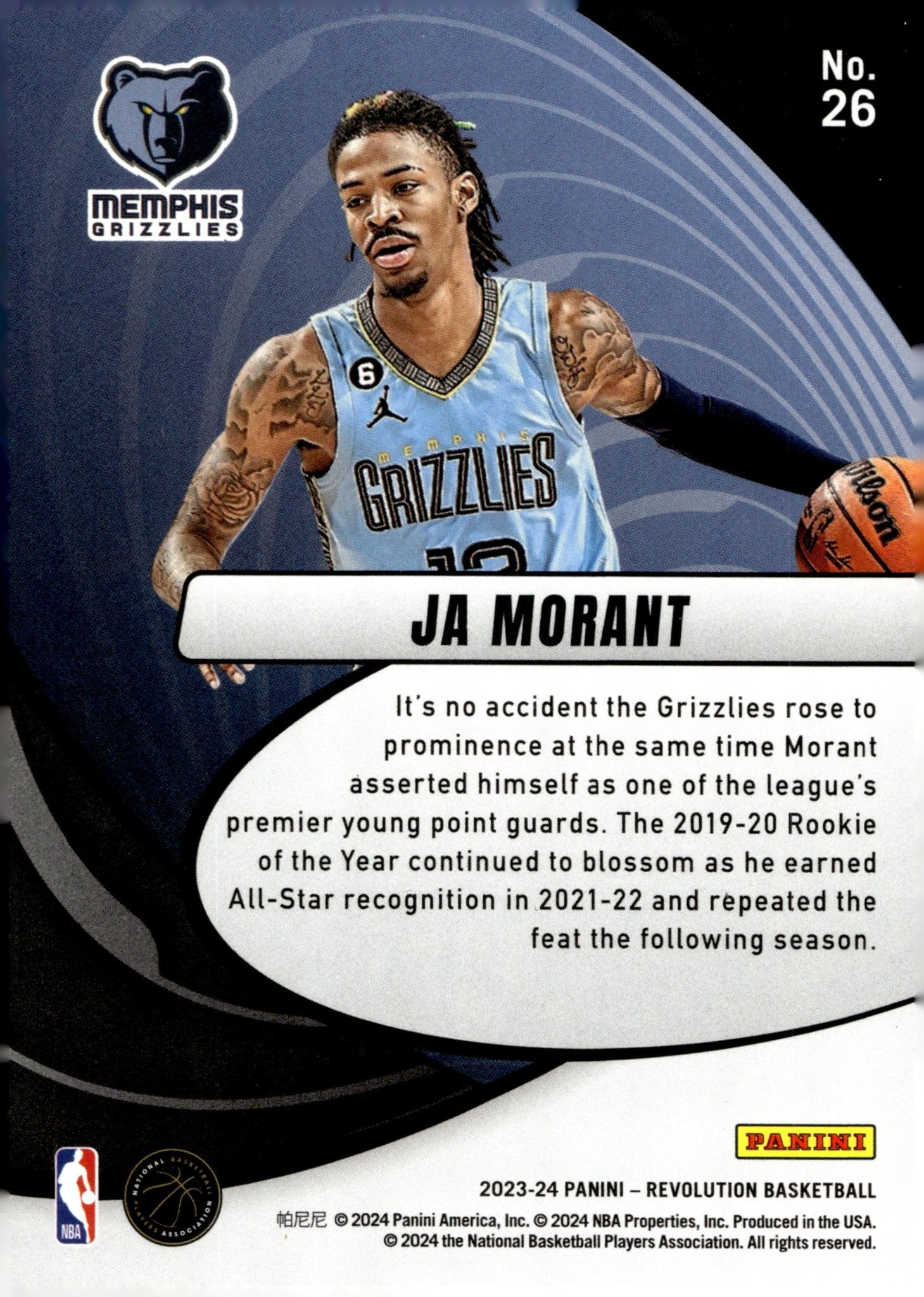 Ja Morant 2023 - 24 Panini Revolution Vortex #26 - Collector Store LLC