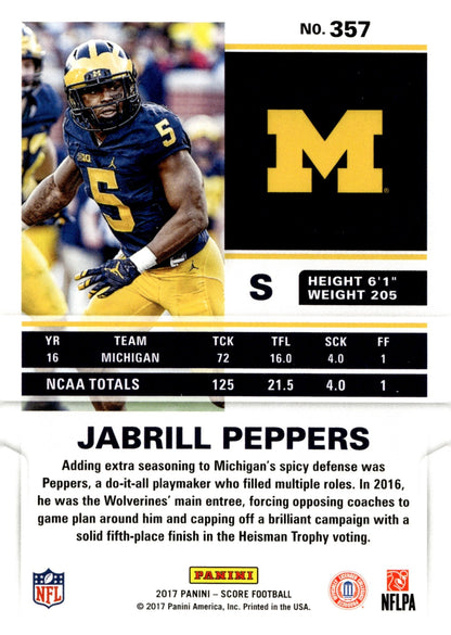 Jabrill Peppers 2017 Panini Score RC #357 - Collector Store LLC