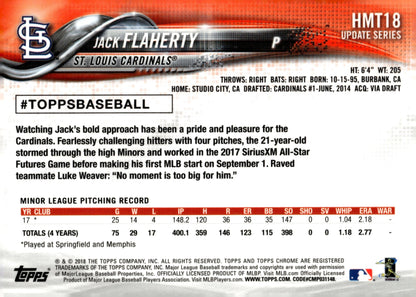 Jack Flaherty 2018 Topps Update Series RC #HMT18 - Collector Store LLC
