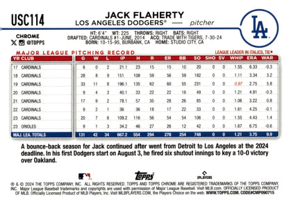 Jack Flaherty 2024 Topps Chrome Negative Refractor USC114 - Collector Store LLC