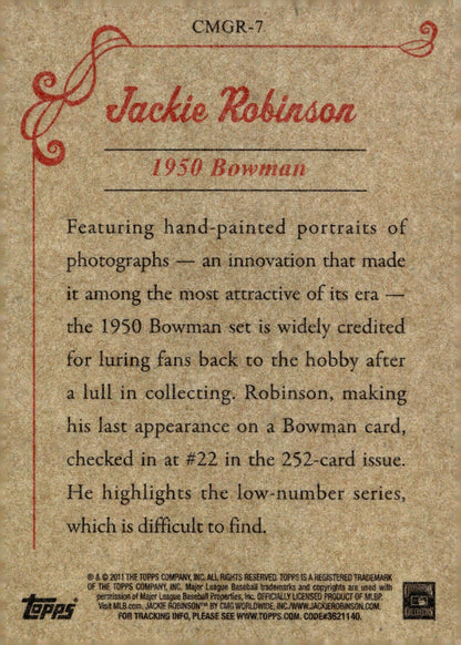 Jackie Robinson 2011 Topps CMG Reprint CMGR - 7 - Collector Store LLC