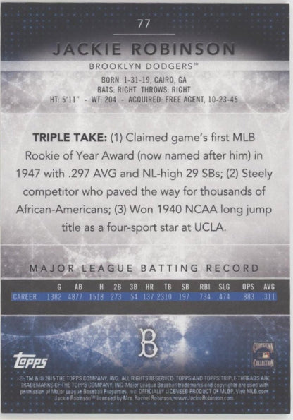 Jackie Robinson 2015 Topps Triple Threads #77 - Collector Store LLC