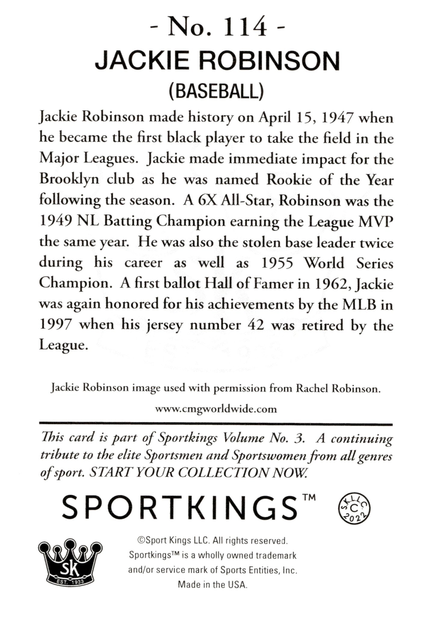 Jackie Robinson 2022 Sportkings Volume 3 114 - Collector Store LLC