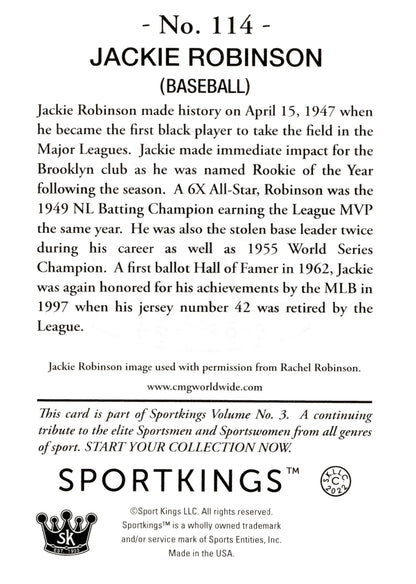 Jackie Robinson 2022 Sportkings Volume 3 114 - Collector Store LLC