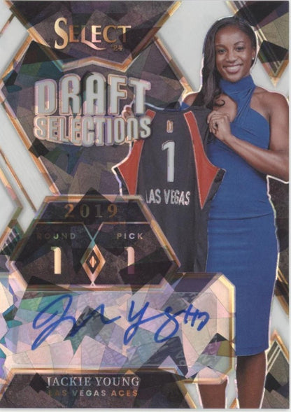 Jackie Young 2024 Panini WNBA Select Draft Selections White Ice Prizm Auto 16/25 - Collector Store LLC