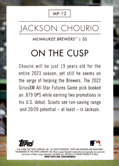 Jackson Chourio 2023 Bowman Chrome Modern Prospects Refractor MP - 12 - Collector Store LLC