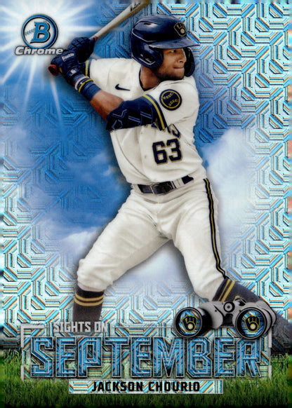 Jackson Chourio 2023 Bowman Chrome Sights on September Mojo Refractor #SOS - 11 - Collector Store LLC