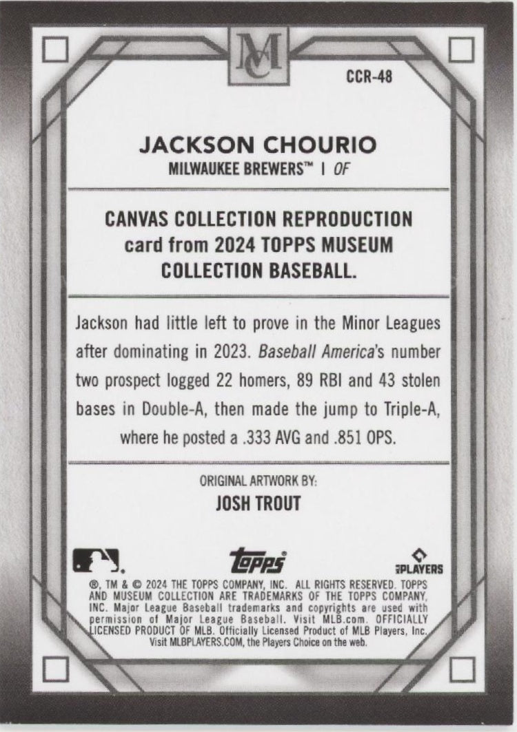 Jackson Chourio 2024 Topps Museum Collection RC #CCR - 48 - Collector Store LLC