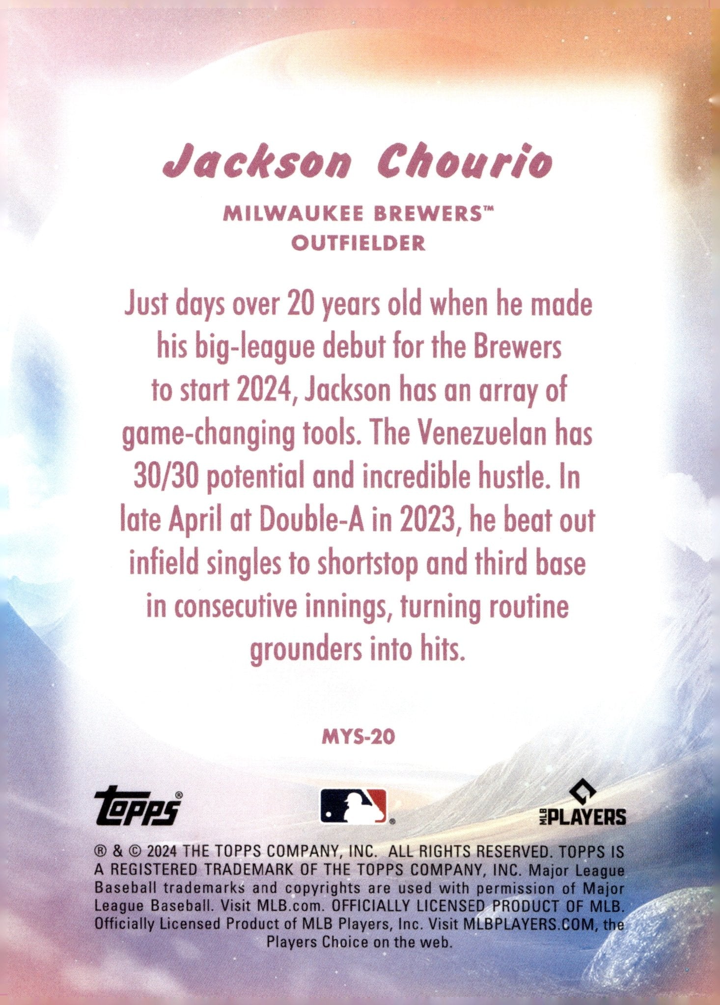 Jackson Chourio 2024 Topps Update Series Mystical RC #MYS - 20 - Collector Store LLC
