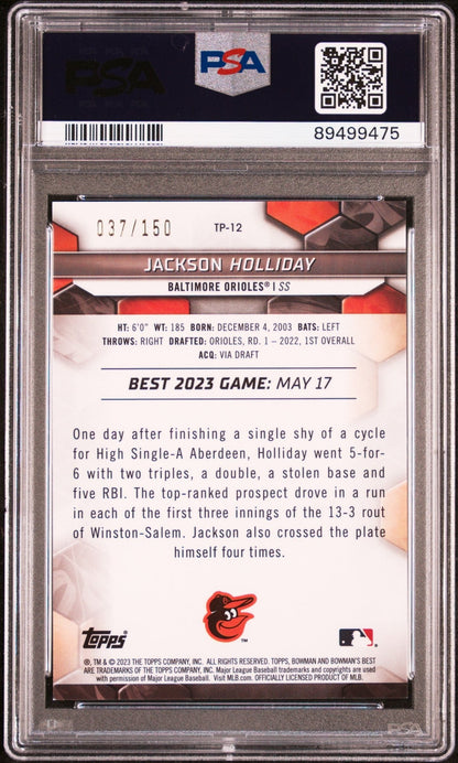 Jackson Holliday 2023 Bowman's Best Top Prospects Blue 037/150 #TP - 12 PSA 9 - Collector Store LLC