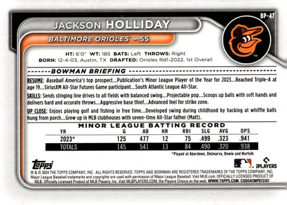 Jackson Holliday 2024 Bowman BP - 47 - Collector Store LLC