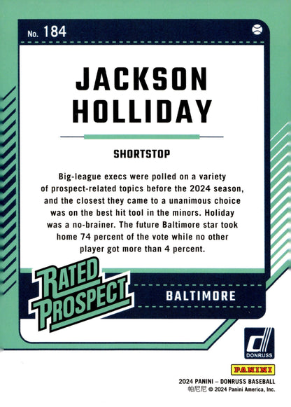 Jackson Holliday 2024 Panini Donruss Rated Prospect #184 #2 - Collector Store LLC