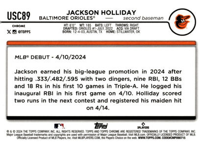 Jackson Holliday 2024 Topps Chrome RC #USC89 - Collector Store LLC