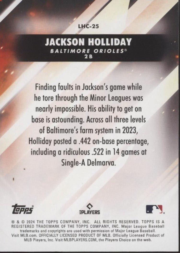 Jackson Holliday 2024 Topps Update Series Let Him Cook RC #LHC - 25 - Collector Store LLC