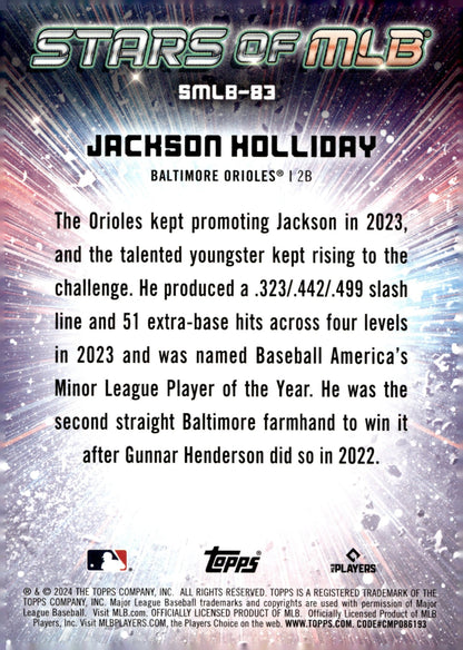 Jackson Holliday 2024 Topps Update Series Stars of MLB RC #SMLB - 83 #2 - Collector Store LLC