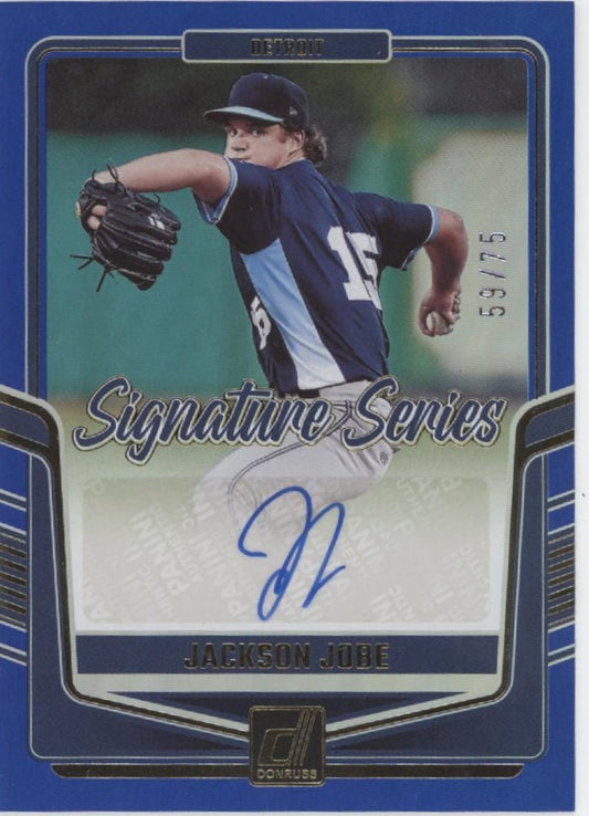 Jackson Jobe 2024 Panini Donruss Signature Series Blue Foil Auto 59/75 #SS - JJ - Collector Store LLC