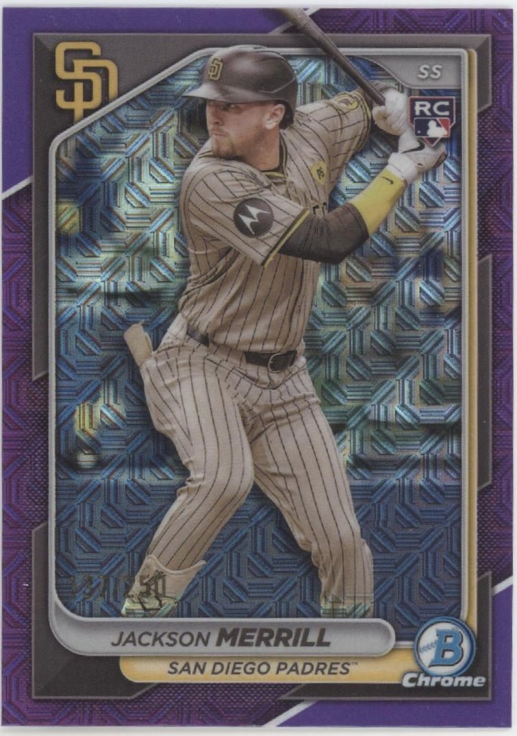 Jackson Merrill 2024 Bowman Chrome Purple Mojo Refractor RC 137/250 #27 - Collector Store LLC