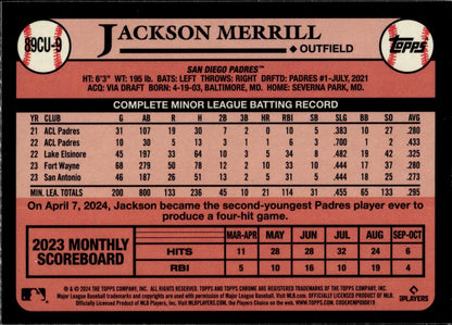 Jackson Merrill 2024 Topps Chrome 35th Anniversary Refractor RC #89CU - 9 #3 - Collector Store LLC