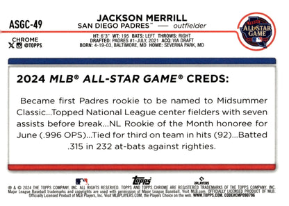 Jackson Merrill 2024 Topps Chrome All Star Game Refractor ASGC - 49 1 - Collector Store LLC