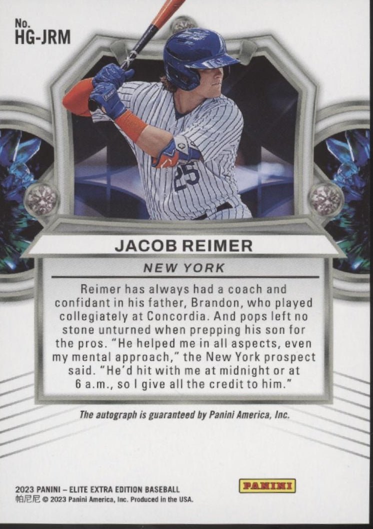 Jacob Reimer 2023 Panini Elite Extra Edition Hidden Gems Auto #HG - JRM - Collector Store LLC