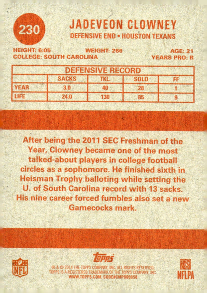 Jadeveon Clowney 2014 Topps 1963 Mini RC #230 - Collector Store LLC