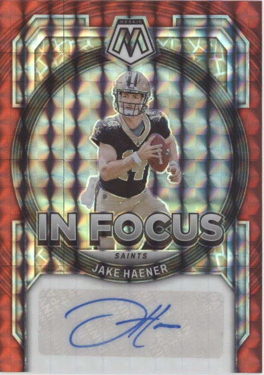 Jake Haener 2023 Panini Mosaic In Focus Red Prizm Auto 067/199 #IF - JH - Collector Store LLC