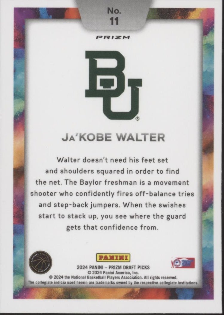 Ja'Kobe Walter 2024 Panini Prizm Draft Picks Color Blast Prizm RC #11 - Collector Store LLC