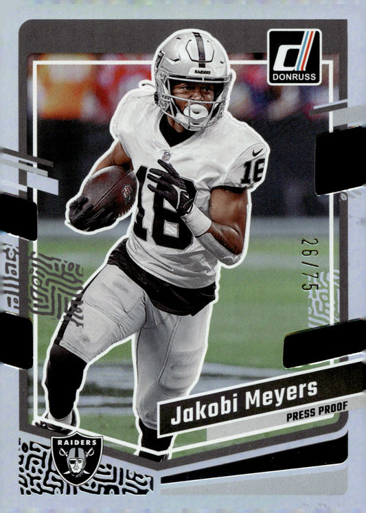 Jakobi Meyers 2023 Panini Donruss Press Proof Die - Cut Foil 26/75 #177 - Collector Store LLC