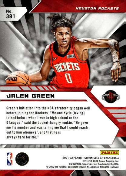 Jalen Green 2021 - 22 Panini Chronicles XR RC #381 - Collector Store LLC