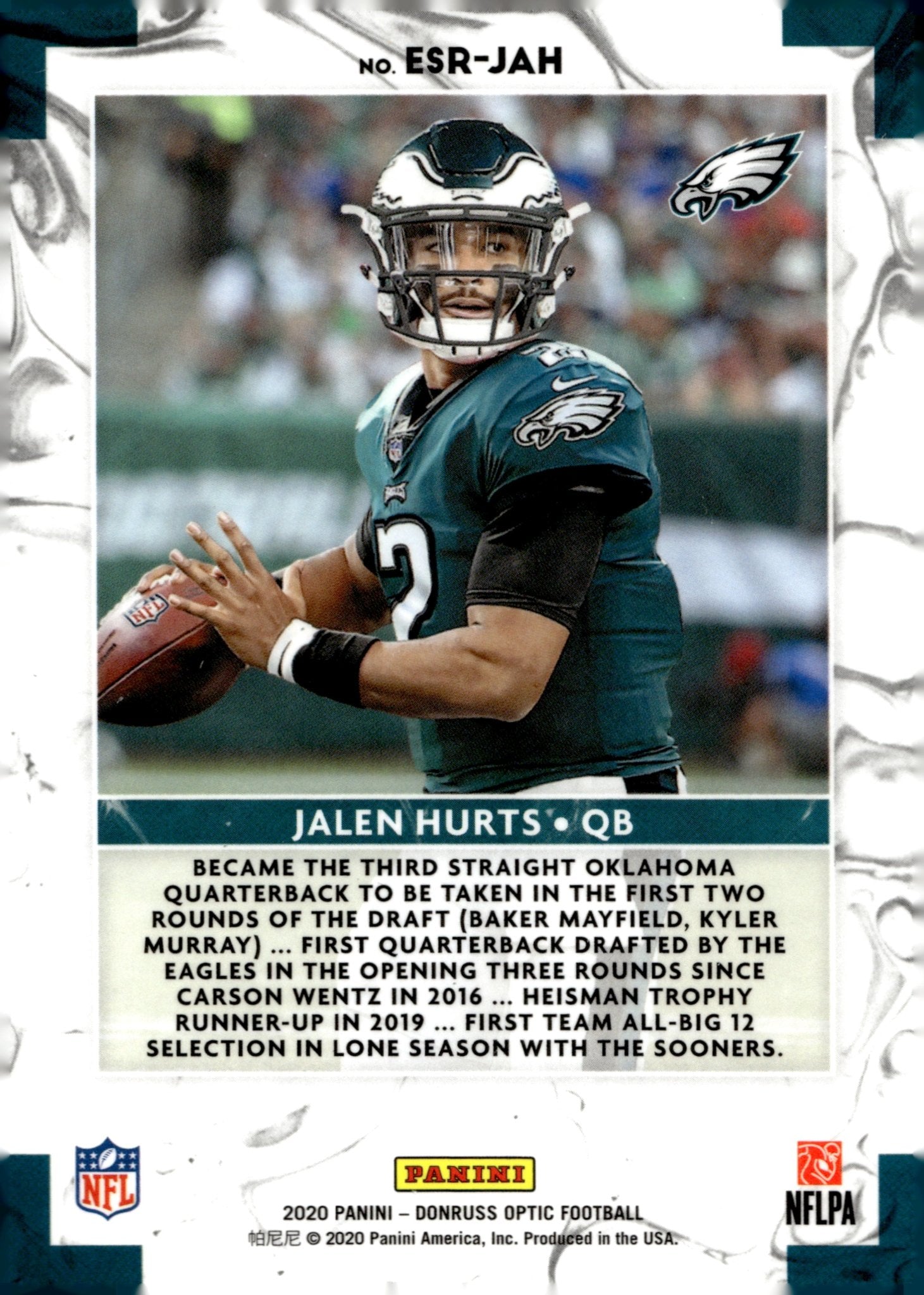 Jalen Hurts 2020 Panini Donruss Optic Elite Series Rookies RC #ESR - JAH - Collector Store LLC