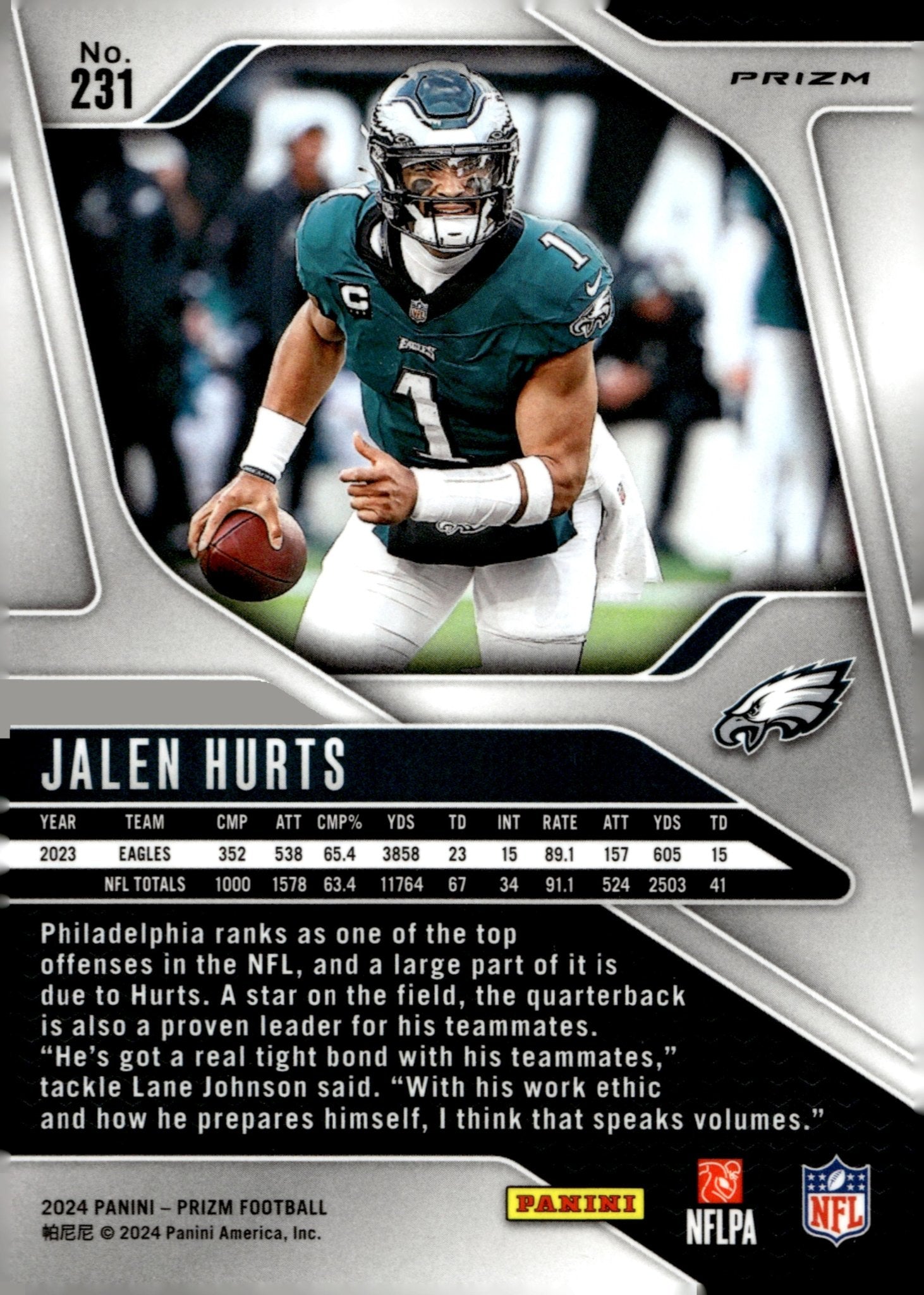 Jalen Hurts 2024 Panini Prizm Red White & Blue Prizm #231 - Collector Store LLC