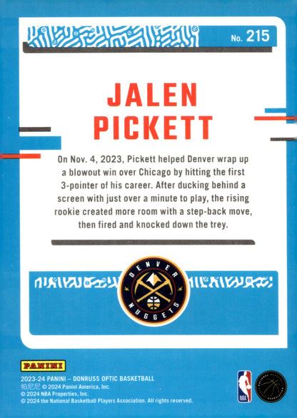Jalen Pickett 2023 - 24 Panini Donruss Optic Rated Rookie RC #215 - Collector Store LLC