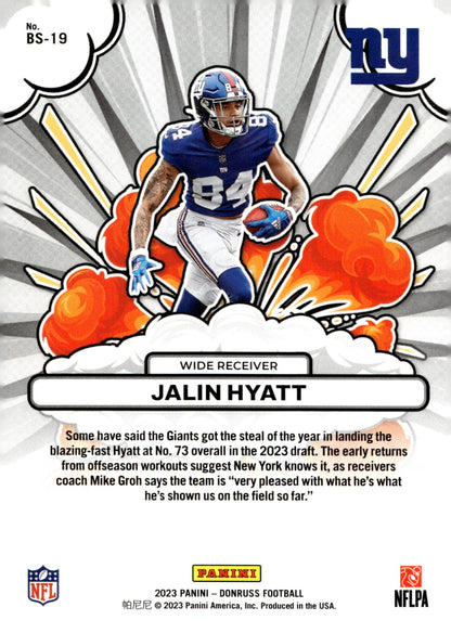 Jalin Hyatt 2023 Panini Donruss Bomb Squad! RC #BS - 19 - Collector Store LLC