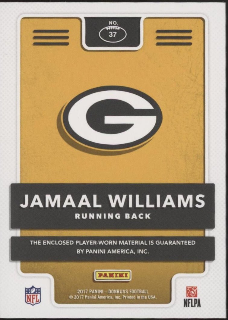 Jamaal Williams 2017 Panini Donruss Rookie Phenom Swatch RC #37 - Collector Store LLC