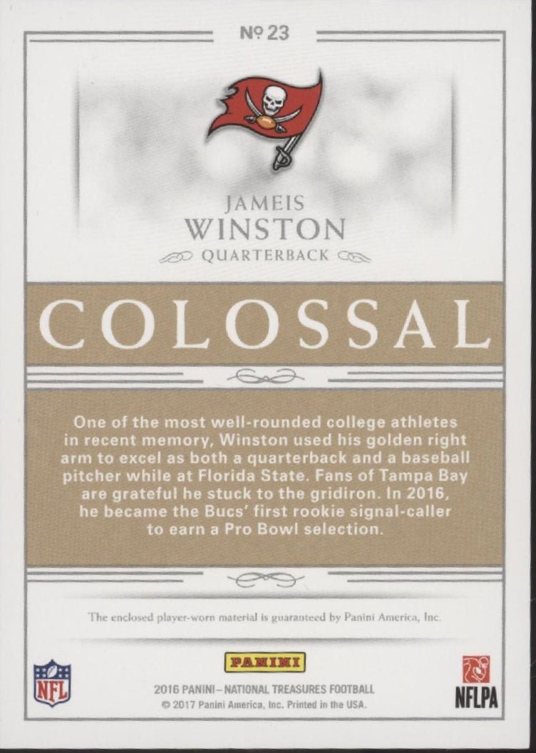 Jameis Winston 2016 Panini National Treasures Colossal Pro Bowl Swatch 47/99 #23 - Collector Store LLC