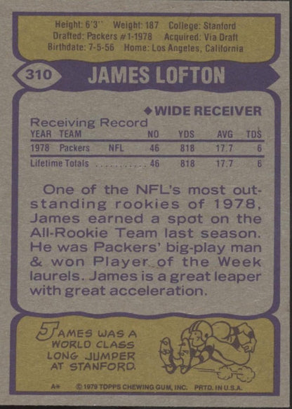 James Lofton 1979 Topps RC #310 Green Bay Packers EX - Collector Store LLC