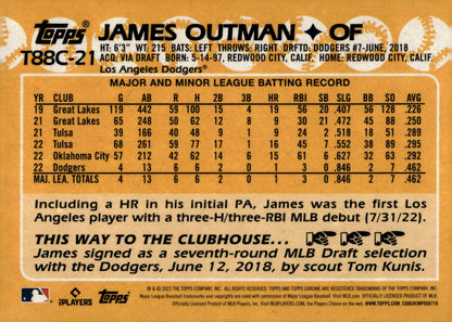 James Outman 2023 Topps Chrome 35th Anniversary Mojo Refractor RC #T88C - 21 - Collector Store LLC