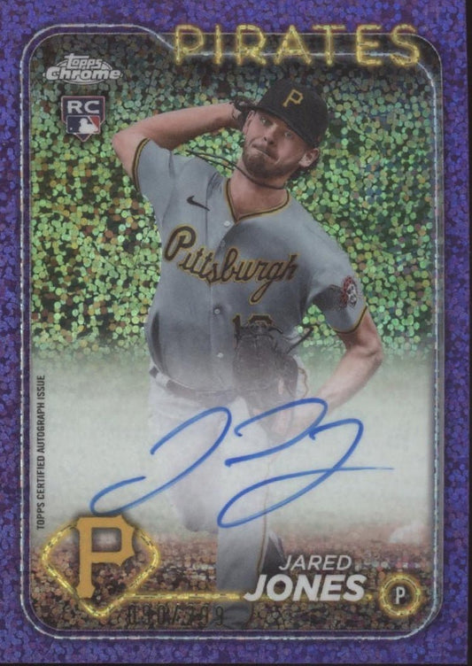 Jared Jones 2024 Topps Chrome Purple Speckle Refractor RC Auto 090/299 #RA - JJ - Collector Store LLC
