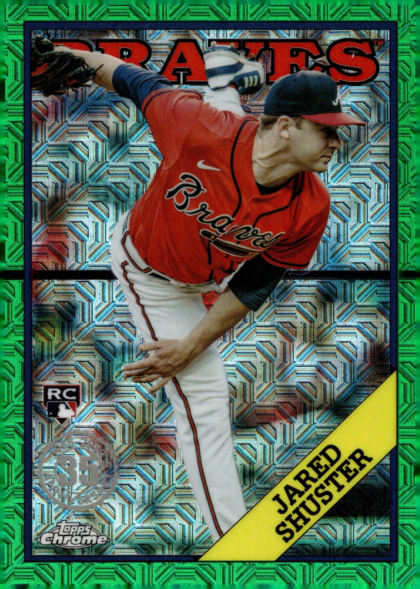Jared Shuster 2023 Topps Chrome 35th Anniversary Green Mojo Refractor RC 85/99 - Collector Store LLC