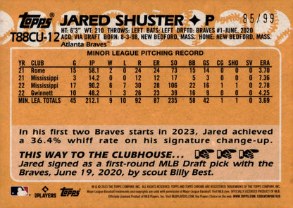 Jared Shuster 2023 Topps Chrome 35th Anniversary Green Mojo Refractor RC 85/99 - Collector Store LLC